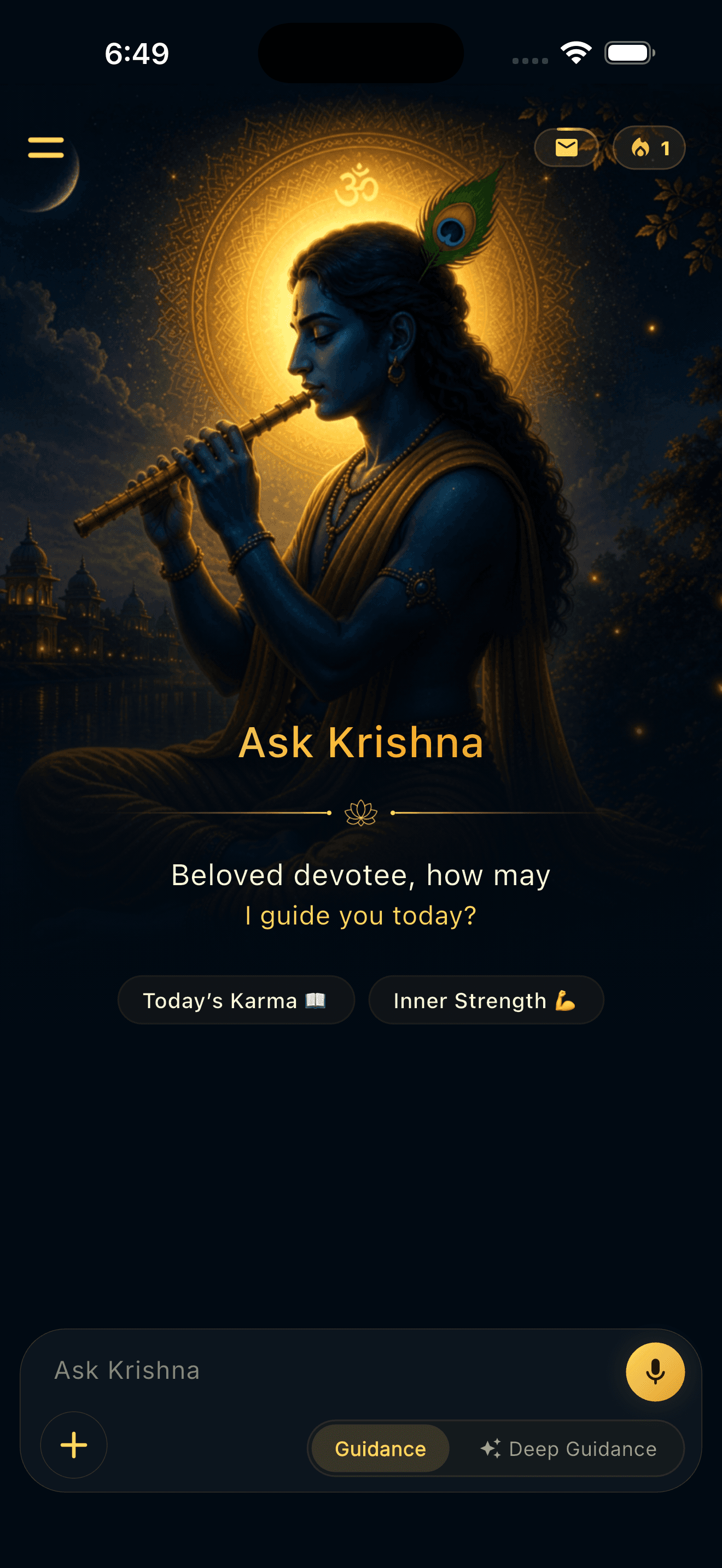 Ask Krishna Mobile Interface